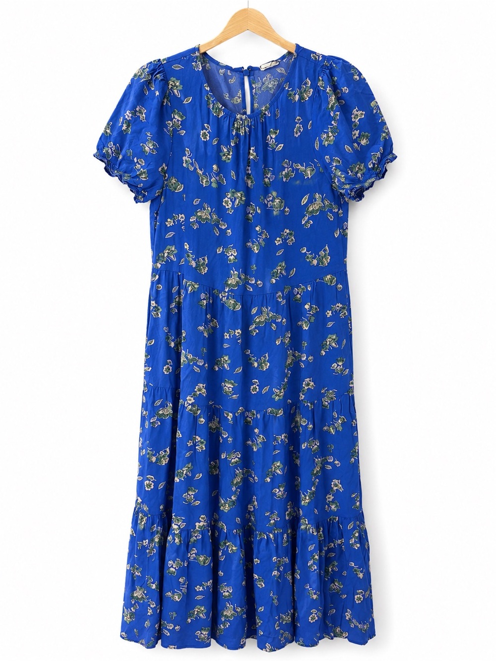 J. Crew Royal Blue Floral Tiered Midi Dress
